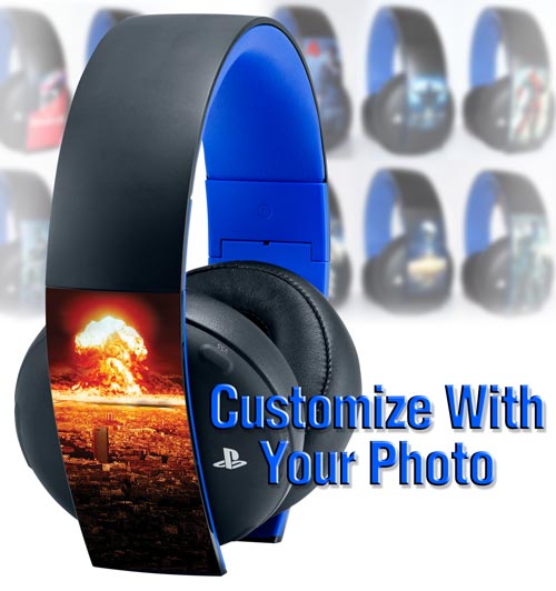 Custom Headset Faceplate Decals Playstation Gold Wireless FlamingToast