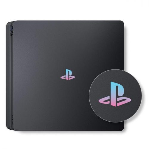 PS4 Slim - Logo Overlay Decal - Blue Pink Gradient