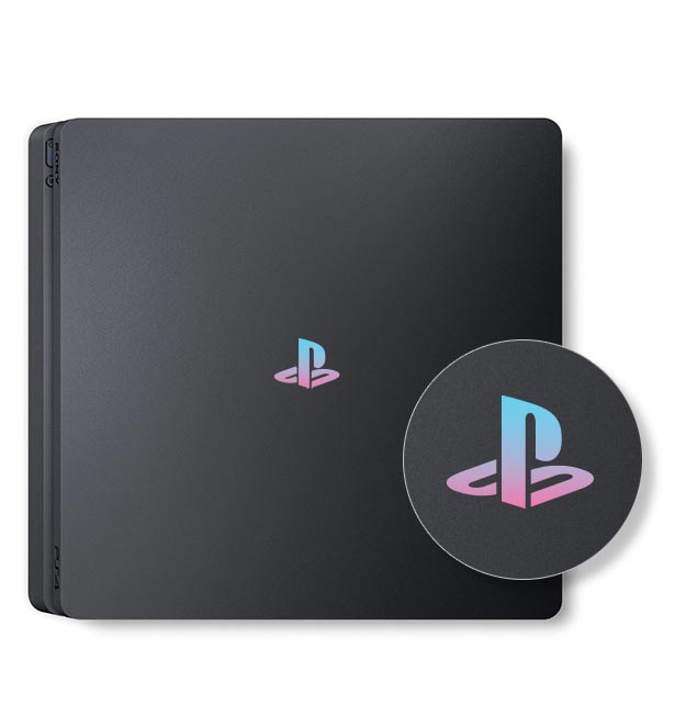 PS4 Slim - Logo Overlay Decal - Blue Pink Gradient