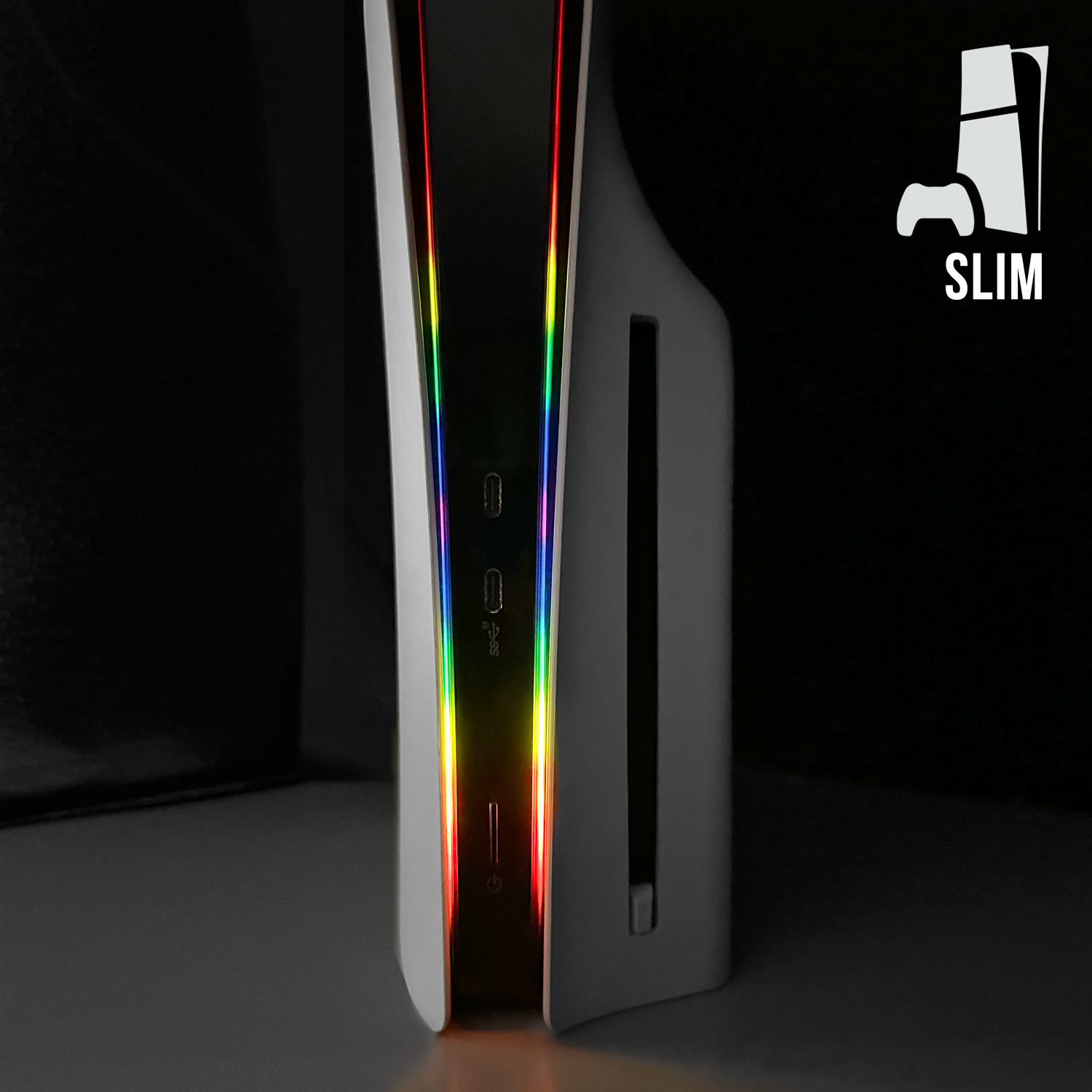 PS5 Slim Power Light Decal – Double Rainbow