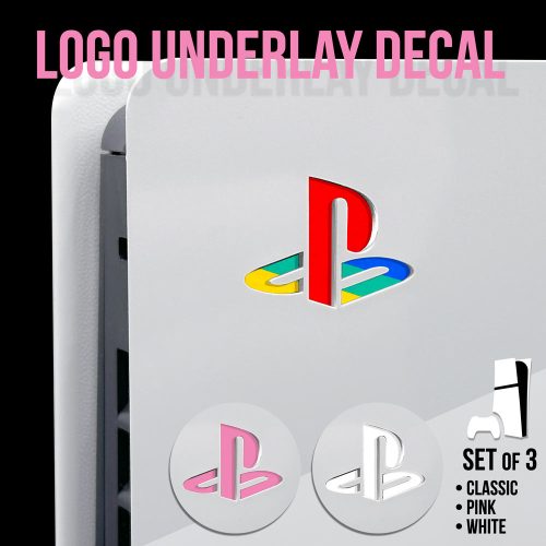 PS5 Slim - Logo Underlay Decals - Classic/Pink Set