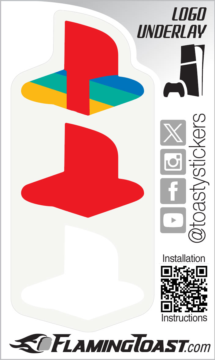 PS5 Slim – Logo Underlay Decals – Classic/Red Set – FlamingToast