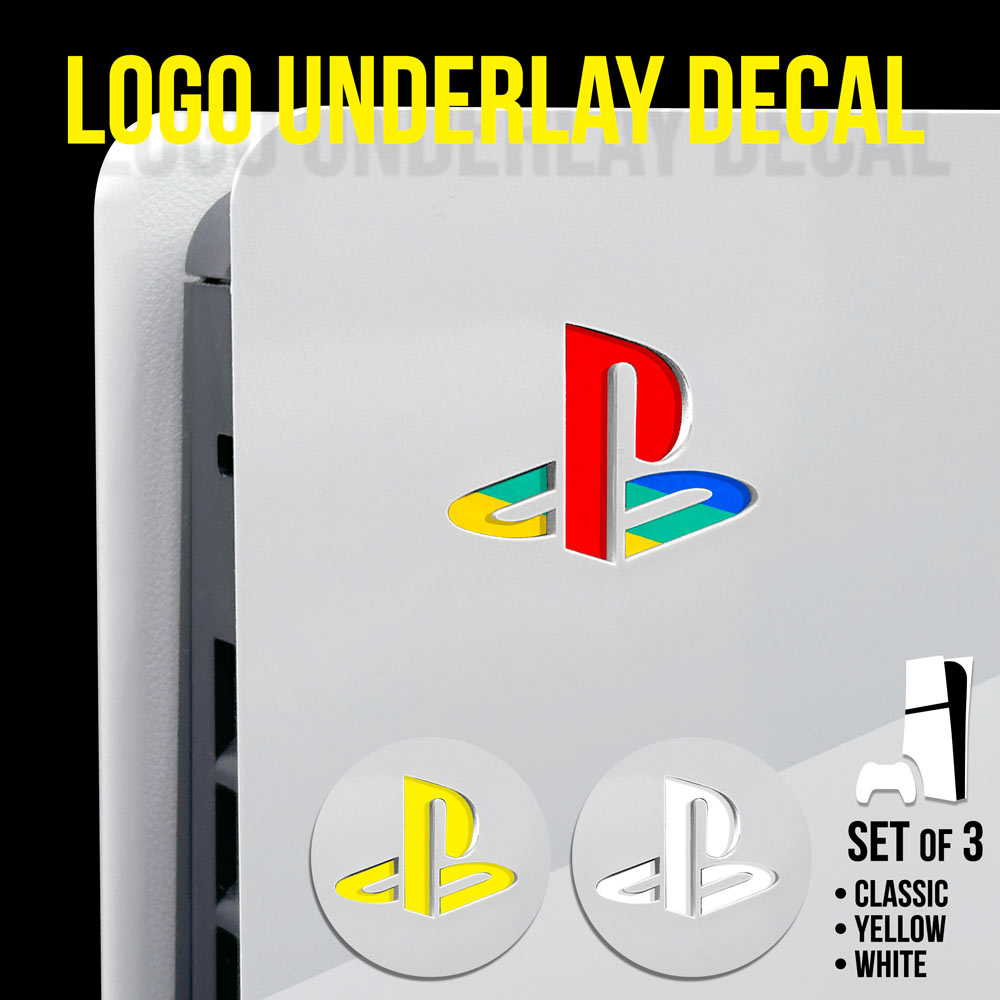 PS5 Slim – Logo Underlay Decals – Classic/Yellow Set – FlamingToast