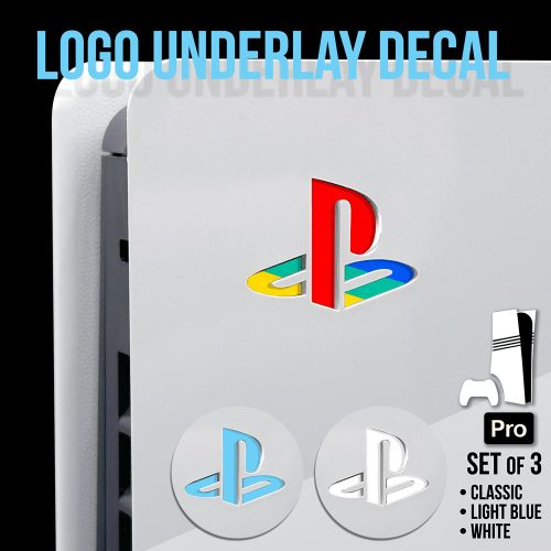 PS5 Pro - Logo Underlay Decals - Classic/Light Blue Set